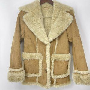 MOTHER Jacket Womens XS Faux Fur Patch Pocket Trapper Vegan Sheepskin Coat New